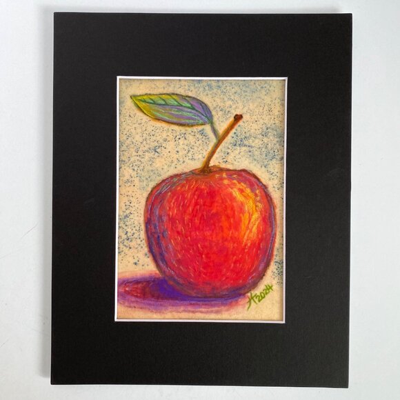 Crisp Original Apple Art Handmade Pastel Painting by Tristina Dietz Elmes 8x10 M - Picture 6 of 9